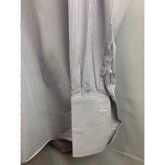 Mens J. Crew Slim Fit Blue & White Striped Dress Shirt Size M - Picture 6 of 9